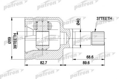 PATRON ШРУС внутр лев к-кт CITROЁN: EVASION, FIAT: ULISSE, PEUGEOT: 806, LANCIA: ZETA 1.9TD 95-02, 2.0T 94-, 2.1TD 96-99 (PCV5044)