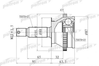 PATRON ШРУС наружн Hyundai: Sonata 02-04 (PCV8728)