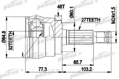 PATRON ШРУС наружн к-кт EMPI 87-9102, JEEP: CHEROKEE 99-01 с ABS (PCV9102)