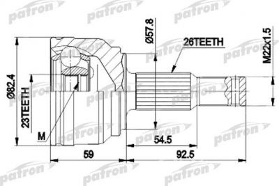 PATRON ШРУС наружн к-кт EMPI 87-9117, CHRYSLER: NEON 00-05, PT CRUISER 01-04, DODGE: NEON 00-05 с ABS (PCV9117)