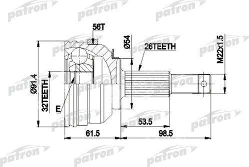 PATRON ШРУС наружн к-кт CHRYSLER: CIRRUS, SEBRING 95-99, DODGE: STRATUS 95-99, PLYMOUTH: BREEZE 95-99 - С ABS (PCV9529)
