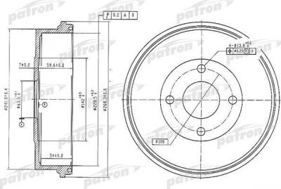 PATRON Барабан тормозной задн FORD: MONDEO I 93-96, MONDEO I седан 93-96, MON (PDR1066)