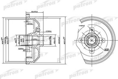 PATRON Барабан тормозной задн OPEL: CORSA A TR 82-93, CORSA A хечбэк 82-93, CORSA A фургон 86-89, CORSA B 93-00, CORSA B фургон 99-00, TIGRA 94-00, TIGR (PDR1115)