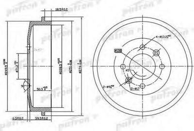PATRON Барабан тормозной задн CITROEN: BERLINGO 96-, BERLINGO фургон 96-, XSA (PDR1126)