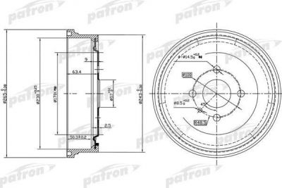 PATRON Барабан тормозной задн OPEL: ASTRA F CLASSIC хечбэк 98-02, ASTRA F CLA (PDR1551)