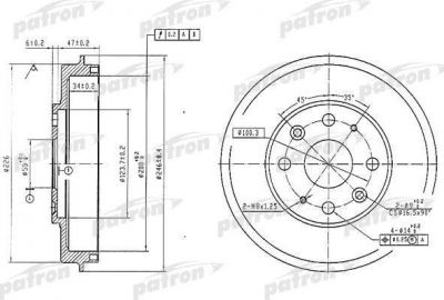 PATRON Барабан тормозной задн MAZDA: 323 C IV 89-94, 323 F IV 89-94, 323 S IV 89-94 (PDR1573)