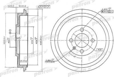 PATRON Барабан тормозной задн SEAT: INCA 00- (PDR1615)