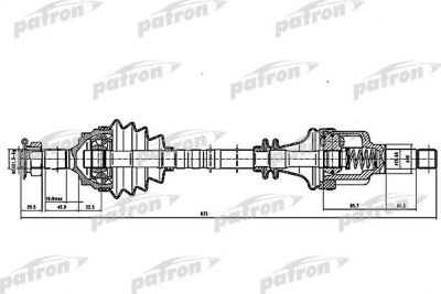 PATRON Полуось лев PEUGEOT: 3 Наклонная задняя часть 1.8/1.9 D 93-01, 306 1.8 ST/1.9 D/1.9 SLD/2.0 ST 93-01, 306 Break 1.8/1.9 D 94-02, 306 кабрио 1.8 94-02, 40 (PDS0058)