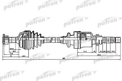 PATRON Полуось прав PEUGEOT: 3 Наклонная задняя часть 1.8/1.9 D 93-01, 306 1.8 ST/1.9 D/1.9 SLD/2.0 ST 93-01, 306 Break 1.8/1.9 D 94-02, 306 кабрио 1.8 94-02, 4 (PDS0059)