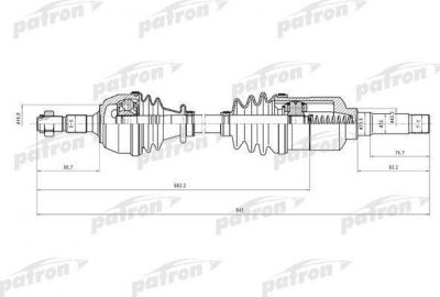 PATRON Полуось прав PEUGEOT: 106, CITROEN: AX/Saxo 1.0/1.1i 91-96 (PDS0081)