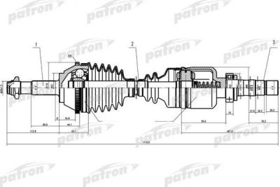 PATRON Полуось прав FIAT: Ducato, PEUGEOT: Boxer 2.0-2.5D MG5 94> 1.4Q +ABS колеса R16, Z: 41 в КПП (PDS0087)