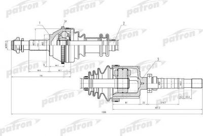 PATRON Полуось прав PEUGEOT: J5, CITROEN: C25,FIAT: Ducato 1.8-2.5TD (PDS0129)