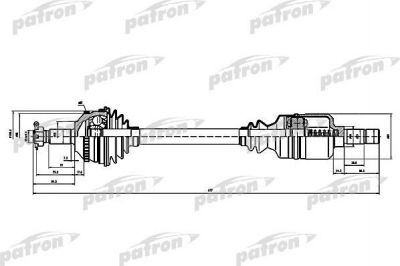 PATRON Полуось лев CITROEN: DISPATCH 1.9 TD 94-, DISPATCH Van 1.9 TD 94-, EVASION 1.9 TD/2.0 Turbo C.T./2.1 TD 94-02, JUMPY 1.9 TD 94-, JUMPY фургон 1.9 TD 94-, (PDS0144)