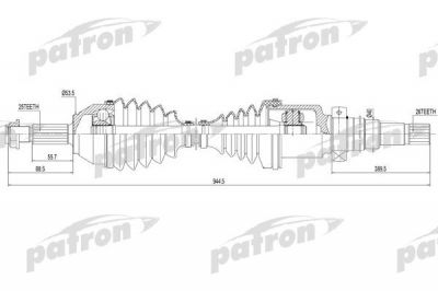 PATRON Полуось передняя правая 25x944.5x53.5x26 FORD: FOCUS 98-04, FOCUS CLIPPER 99-04, FOCUS СЕДАН 99-05, FOCUS УНИВЕРСАЛ 99-04 (PDS0179)
