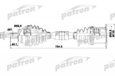 Patron PDS0254 приводной вал на SKODA OCTAVIA Combi (1Z5)