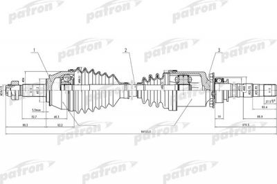 PATRON Полуось прав FIAT: Doblo 1.3/1.9JTD 01> (PDS0636)