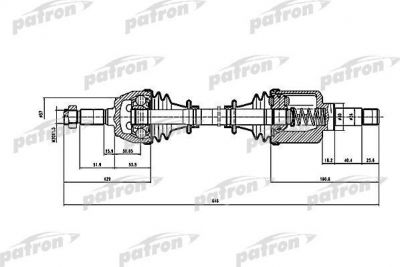 PATRON Полуось лев PEUGEOT: 306 1.1/1.4 SL 93-01 (PDS1062)