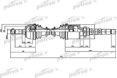 PATRON Полуось прав PEUGEOT: 306 1.1/1.4 SL 93-01 (PDS1063)