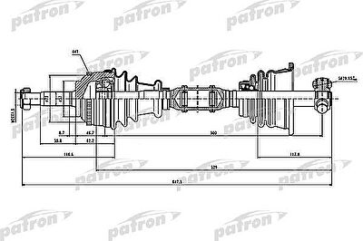 PATRON Полуось лев RENAULT: MEGANE Break 1.4 16V/1.4 e/1.6 e/1.9 D 99-03, MEGANE Cabriolet 1.6 e/2.0/2.0 i 96-03, MEGANE Classic 1.4/1.4 16V/1.6 e/1.6 i/1.9 D/1 (PDS1115)