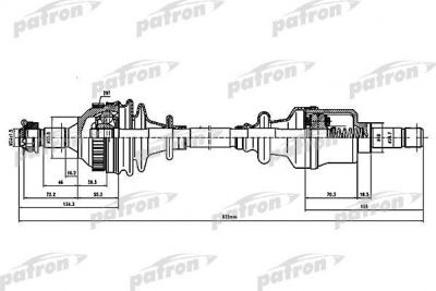 PATRON Полуось лев CITROEN: BX 19 GTi/19 GTi 16V/19 GTi 4x4/TRD Turbo 82-94, BX Break 19 83-94, XSARA 1.8 D/1.8 i/1.8 i 16V/1.8 i Aut./1.9 D/1.9 SD 97-05, XSARA (PDS1136)