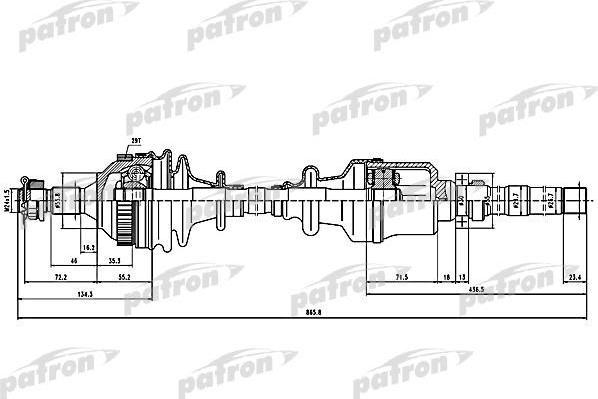 PATRON Полуось прав CITROEN: BX 19 GTi/19 GTi 16V/19 GTi 4x4/TRD Turbo 82-94, BX Break 19 83-94, XSARA 1.8 D/1.8 i/1.8 i 16V/1.8 i Aut./1.9 D/1.9 SD/1.9 TD/2.0 (PDS1137)