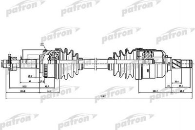 PATRON Полуось прав NISSAN: PRIMERA 1.6 90-96, PRIMERA Break 1.6 i 90-98, PRIMERA Traveller 1.6 i 90-98 920mm (PDS1619)