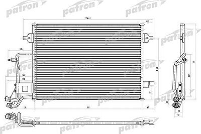 PATRON Радиатор кондиционера паяный AUDI: A6 1.8-2.8/1.9TDi, 97- (PRS1142)