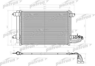 PATRON Радиатор кондиционера паяный AUDI: A3, SEAT: ALTEA, LEON, TOLEDO,SKODA: OCTAVIA, SUPERB, YET,VW: GOLF, JETTA, PASSAT 03- (PRS1156)