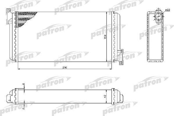 PATRON Радиатор отопителя MERCEDES-BENZ: W201 1.8-2.6, 82-93 (PRS2039)