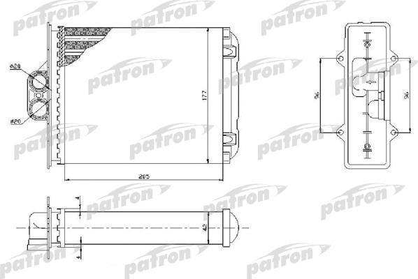 PATRON Радиатор отопителя OPEL: VECTRA all, 95-, (+AC) (PRS2050)