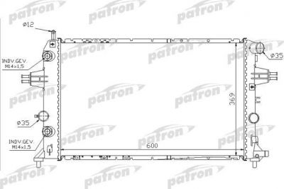 PATRON Радиатор системы охлаждения OPEL: ASTRA G 2.0DTI 16V/2.2DTI, 98-05, ZAFIRA 2.0DTI 16V 99-05 (PRS3584)