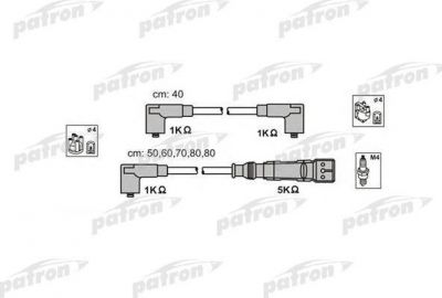 PATRON Комплект проводов зажигания AUDI: 80 78-86, 80 86-91, 80 91-94, 80 AVANT 92-96, CABRIOLET 93-98, COUPE 86-88, COUPE 89-96 (PSCI1005)