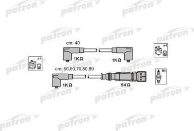 PATRON Комплект проводов зажигания AUDI: 100 84-90, 100 90-94, 200 83-91, 200 AVANT 83-91, 80 91-94, 90 84-87, 90 87-91, VW: PASSAT 83-88, PASSAT VARIANT 83-88, PASSAT Sedan 85-88 (PSCI1006)