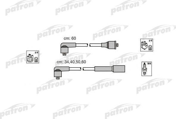 PATRON Комплект проводов зажигания SEAT: CORDOBA 93-99, IBIZA II 93-99, TOLEDO I 91-99, VW: GOLF II 86-91, GOLF III 91-97, GOLF III VARIANT 93-99, GOLF IV CABRIOLET 98-02, PASSAT 90-96 (PSCI1015)