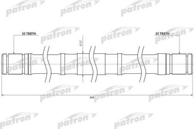 PATRON Вал приводной (палка) прав NISSAN: PRIMERA P11,WP11 2.0 09.96-07.02 [Z:32, L:438 mm, D:27 mm] (SR20RH)