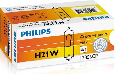 PHILIPS Лампочка PHILIPS H21W 12V 21W BAY9s 12356CP H21W 12V 21W BAY9s (12356CP)