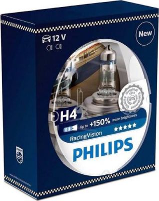 PHILIPS Лампы H4 +150% RacingVision 12V 60/55W + ПОДАРОК (37809228)