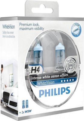 PHILIPS Лампа H4/W5W 12V White Vision PHILIPS (78886328)