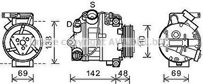 Prasco BWAK443 компрессор, кондиционер на X6 (E71, E72)