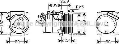 Prasco FDK433 компрессор, кондиционер на VOLVO V50 (MW)