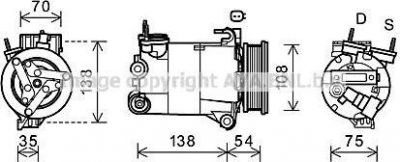 Prasco FDK478 компрессор, кондиционер на VOLVO V70 III (BW)