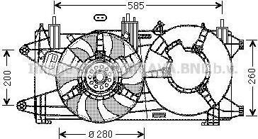 Prasco FT7573 вентилятор, охлаждение двигателя на FIAT DOBLO вэн (223, 119)