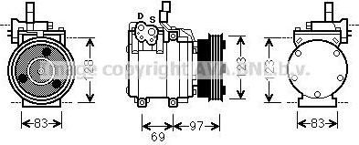 Prasco HYK065 компрессор, кондиционер на HYUNDAI ACCENT I (X-3)