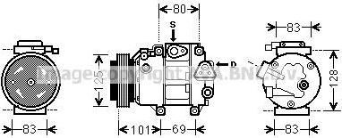 Prasco HYK240 компрессор, кондиционер на HYUNDAI SANTA FE II (CM)