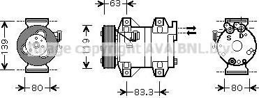 Prasco VOAK121 компрессор, кондиционер на VOLVO V70 II (SW)