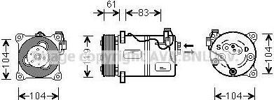 Prasco VOK059 компрессор, кондиционер на VOLVO V70 I (LV)