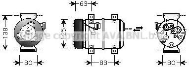 Prasco VOK120 компрессор, кондиционер на VOLVO V70 I (LV)