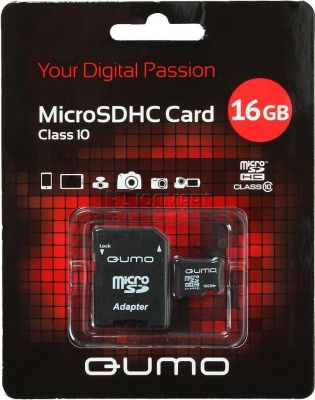 Карта памяти QUMO, Secure Digital Micro 32Gb, SDHC, class 10