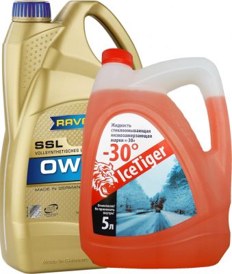 RAVENOL 4014835841932 Набор Super Synthetik Oel SSL SAE 0W-40 ( 5л) new + Ice Tiger -30 (5л)
