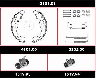 Remsa 3101.02 комплект тормозов, барабанный тормозной механизм на TOYOTA YARIS VERSO (_NLP2_, _NCP2_)